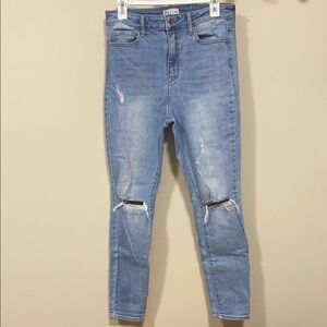 Cello Blue Ankle Cropped Distressed Jeans size 11